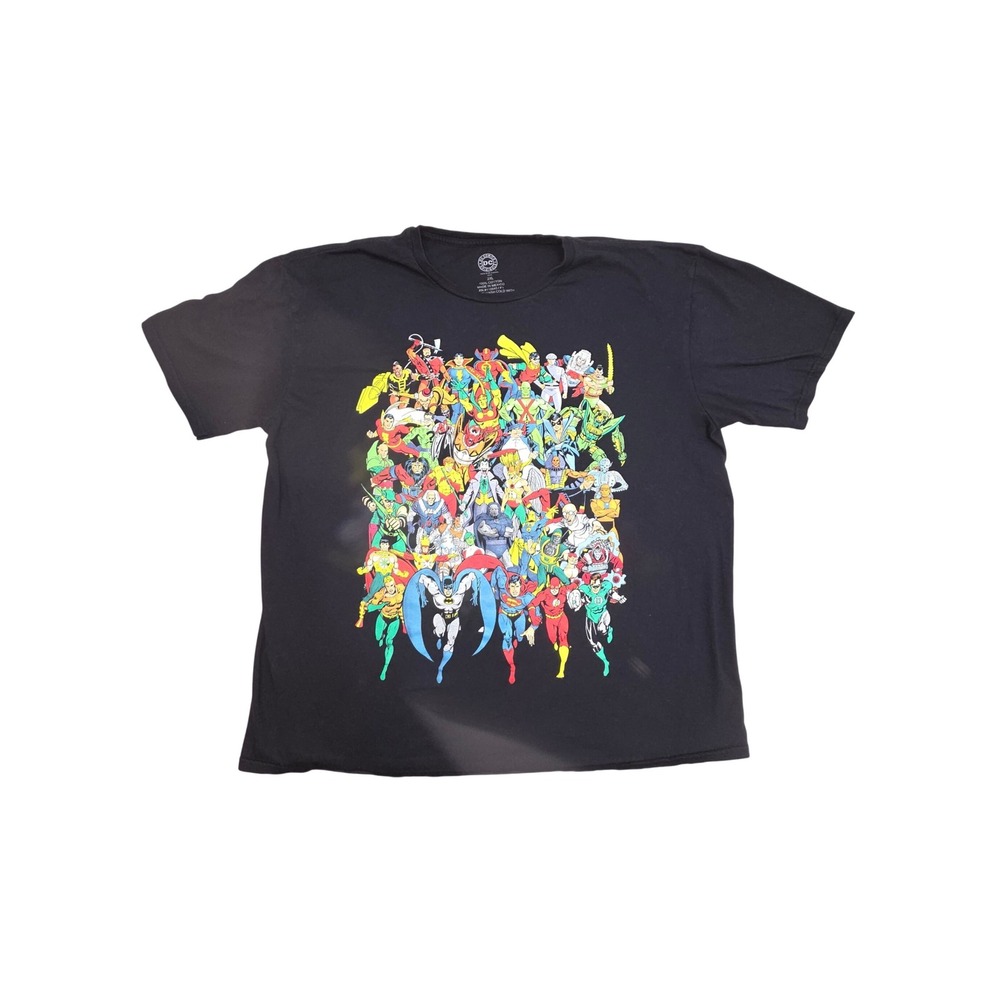 DC Comics Originals Mens 2XL Black Justice League Superhero Collage T-Shirt 2015